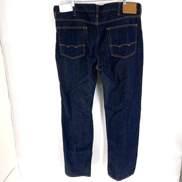 American Eagle Mens Size 38W 36L Loose Dark Wash Straight Leg Jeans - Picture 3 of 5